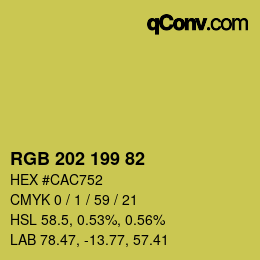カラーコード: RGB 202 199 82 | qconv.com