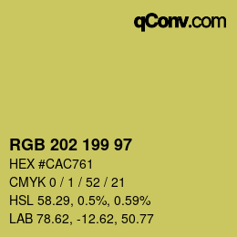 カラーコード: RGB 202 199 97 | qconv.com