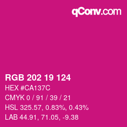 颜色代码: RGB 202 19 124 | qconv.com
