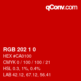 Color code: RGB 202 1 0 | qconv.com