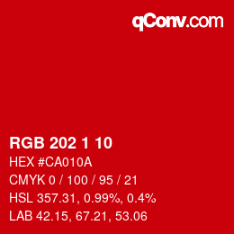 Color code: RGB 202 1 10 | qconv.com