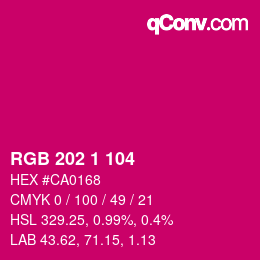 カラーコード: RGB 202 1 104 | qconv.com