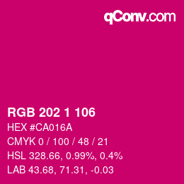 Color code: RGB 202 1 106 | qconv.com