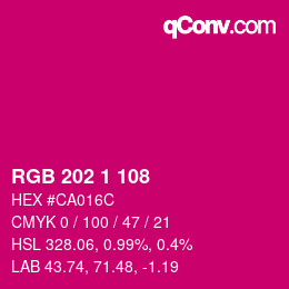 Color code: RGB 202 1 108 | qconv.com