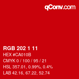 Color code: RGB 202 1 11 | qconv.com