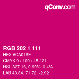 カラーコード: RGB 202 1 111 | qconv.com