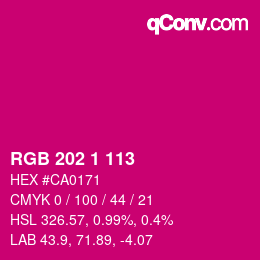 Color code: RGB 202 1 113 | qconv.com