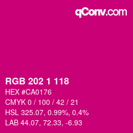 カラーコード: RGB 202 1 118 | qconv.com