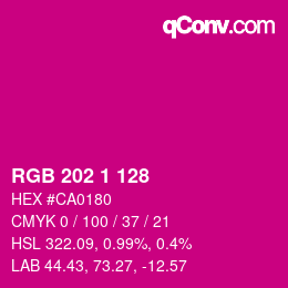 Color code: RGB 202 1 128 | qconv.com