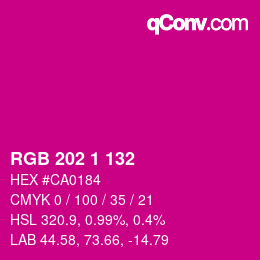 Color code: RGB 202 1 132 | qconv.com