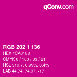 カラーコード: RGB 202 1 136 | qconv.com