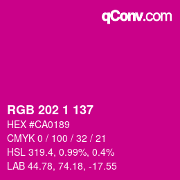 カラーコード: RGB 202 1 137 | qconv.com