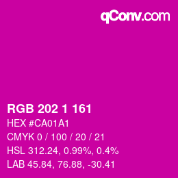 Color code: RGB 202 1 161 | qconv.com