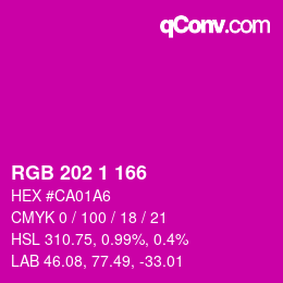 Color code: RGB 202 1 166 | qconv.com