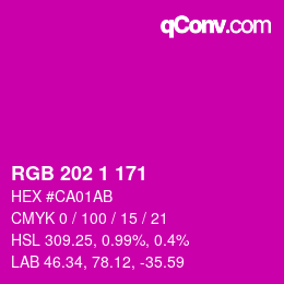 Color code: RGB 202 1 171 | qconv.com