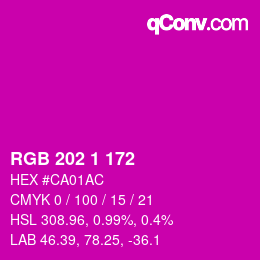 カラーコード: RGB 202 1 172 | qconv.com