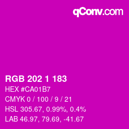 カラーコード: RGB 202 1 183 | qconv.com
