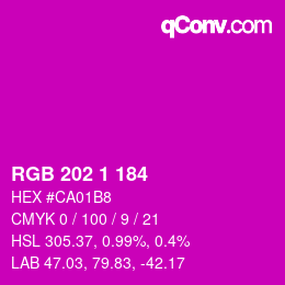カラーコード: RGB 202 1 184 | qconv.com
