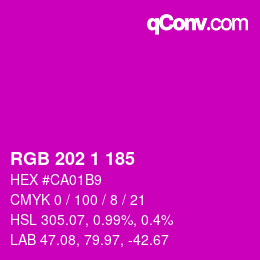 Color code: RGB 202 1 185 | qconv.com