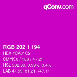Color code: RGB 202 1 194 | qconv.com