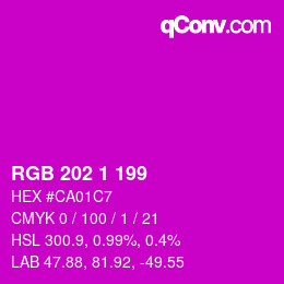 Código de color: RGB 202 1 199 | qconv.com