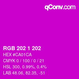 カラーコード: RGB 202 1 202 | qconv.com