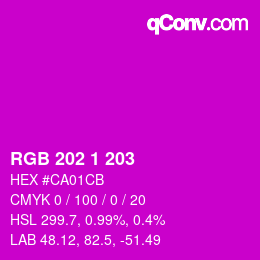 カラーコード: RGB 202 1 203 | qconv.com