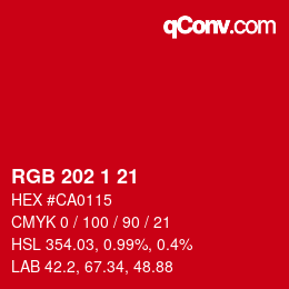 Color code: RGB 202 1 21 | qconv.com
