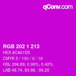 Color code: RGB 202 1 213 | qconv.com