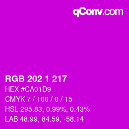 カラーコード: RGB 202 1 217 | qconv.com