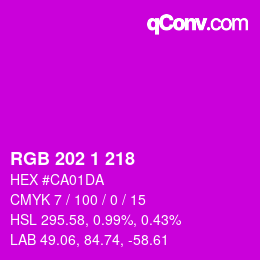 カラーコード: RGB 202 1 218 | qconv.com