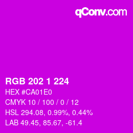 颜色代码: RGB 202 1 224 | qconv.com