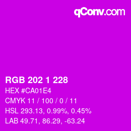 Color code: RGB 202 1 228 | qconv.com