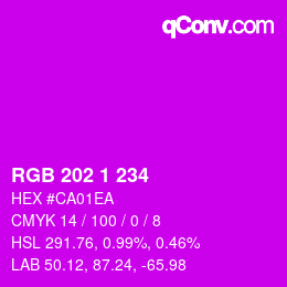 颜色代码: RGB 202 1 234 | qconv.com