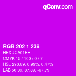 カラーコード: RGB 202 1 238 | qconv.com