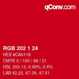 Color code: RGB 202 1 24 | qconv.com