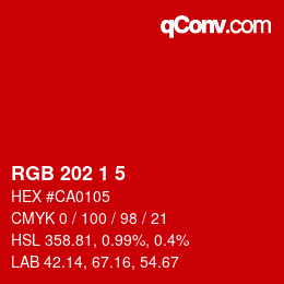カラーコード: RGB 202 1 5 | qconv.com