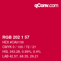 カラーコード: RGB 202 1 57 | qconv.com