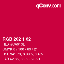 カラーコード: RGB 202 1 62 | qconv.com