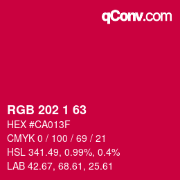 カラーコード: RGB 202 1 63 | qconv.com