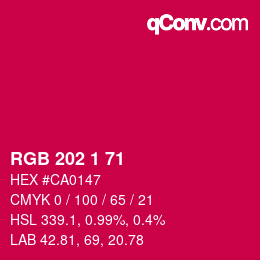 カラーコード: RGB 202 1 71 | qconv.com