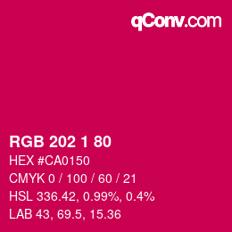 Color code: RGB 202 1 80 | qconv.com