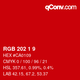 カラーコード: RGB 202 1 9 | qconv.com