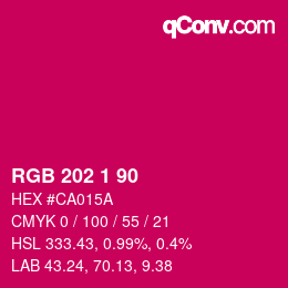 カラーコード: RGB 202 1 90 | qconv.com