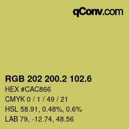 カラーコード: RGB 202 200.2 102.6 | qconv.com