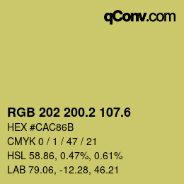 カラーコード: RGB 202 200.2 107.6 | qconv.com