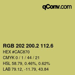 カラーコード: RGB 202 200.2 112.6 | qconv.com