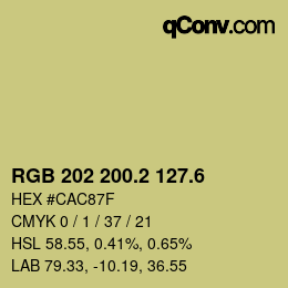 カラーコード: RGB 202 200.2 127.6 | qconv.com