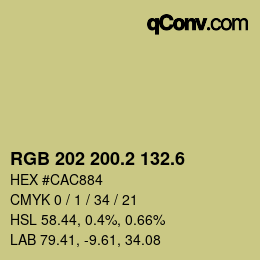 カラーコード: RGB 202 200.2 132.6 | qconv.com