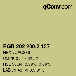 カラーコード: RGB 202 200.2 137 | qconv.com